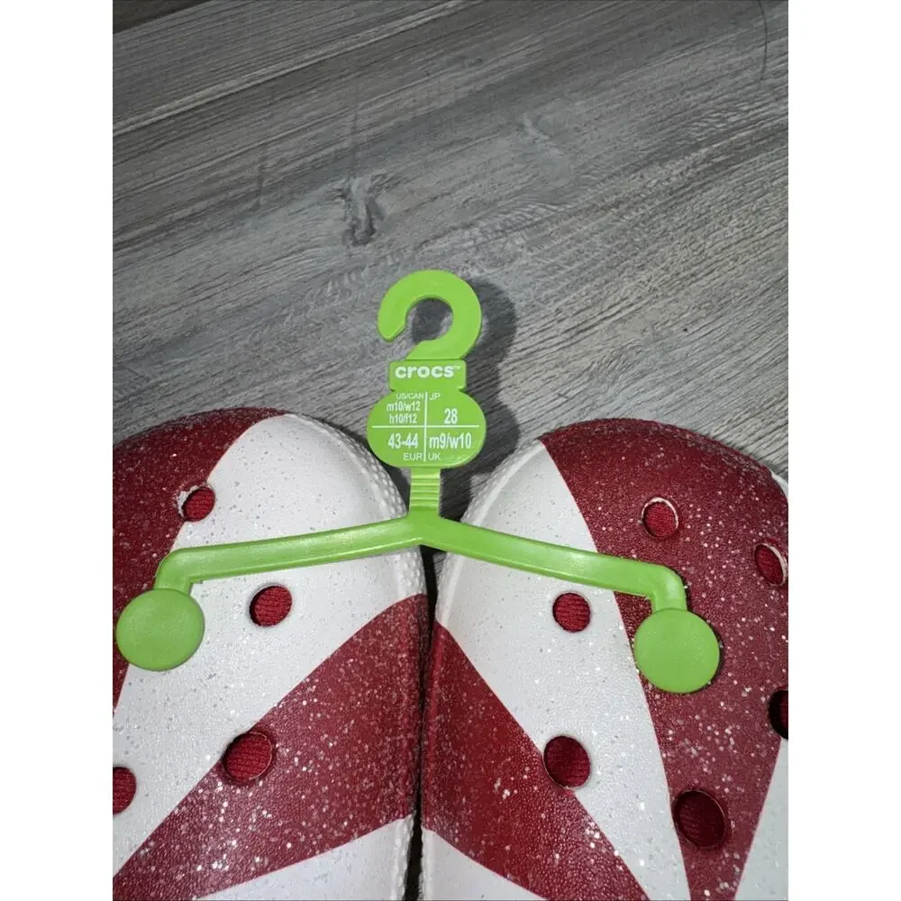 Crocs Classic Lined Holiday Christmas Candy Cane Clogs Shoes Unisex Size M10/W12